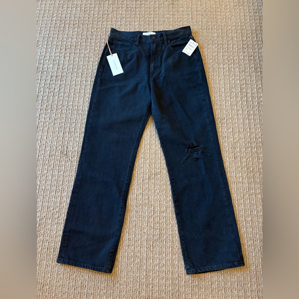 NWT SLVRLAKE London High Waist Black Straight Leg Jeans in Long Gone Wash SZ 30